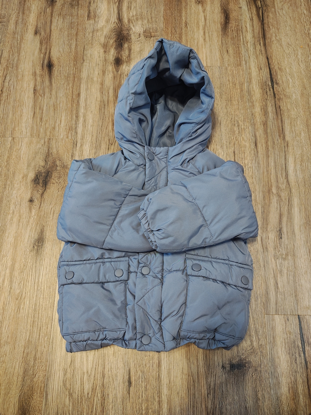 Starting Out Kids Hooded Puffer Jacket - Slate Blue